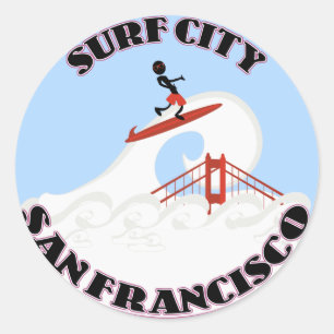 Surf Stad San Francisco Ronde Sticker