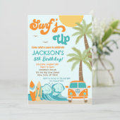 Surf Surf Beach Surfer Anniversaire Invitation (Debout devant)