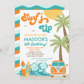Surf Surf Beach Surfs Anniversaire Invitation (Devant / Derrière)