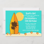 Surf  Surf Nage Invitation d'anniversaire (Devant)