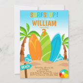 Surf Surfboard Anniversaire Fête Invitation Invita (Devant)