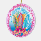 Surf - Surfer Girl Keramisch Ornament (Links)