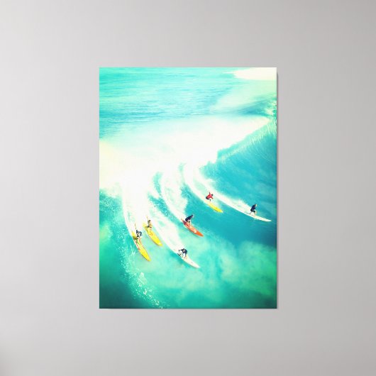 Surf surfers Surfende Zee Wave Canvas Afdrukken (Voorkant)