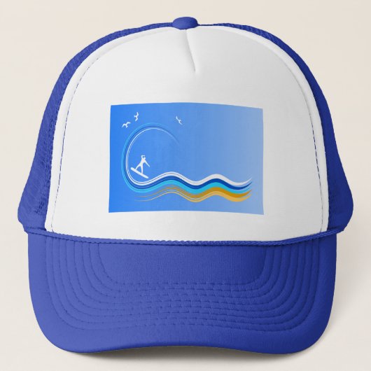 Surf Surfeur Surfing Silhouette Blue Casquette (Devant)