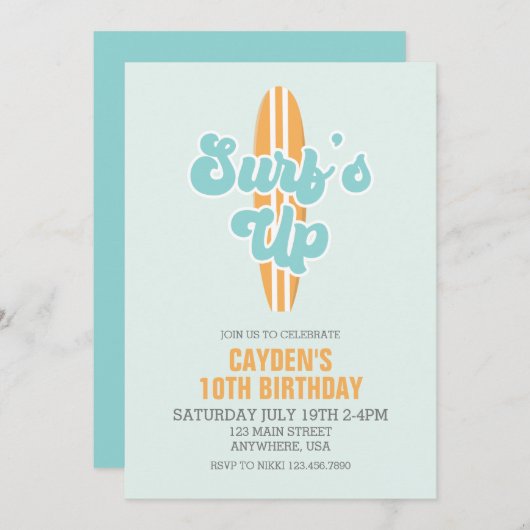 Surf - Uitnodiging om strandstralen open te breken (Voorkant / Achterkant)