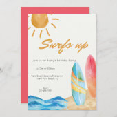 Surf Up Beach Invitation d'anniversaire (Devant / Derrière)
