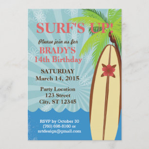 Surf Up Beach Party 5" x 7" Uitnodiging