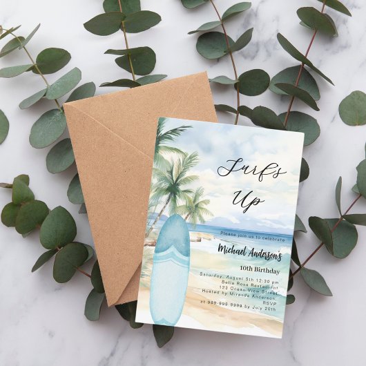 Surf Up Beach Surfboard Boy verjaardagsfeestje Kaart