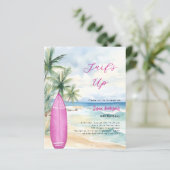 Surf Up Beach Surfboard meisje verjaardagsuitnodig (Staand voorkant)