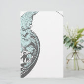 Surf Up Blue Briefpapier (Staand voorkant)