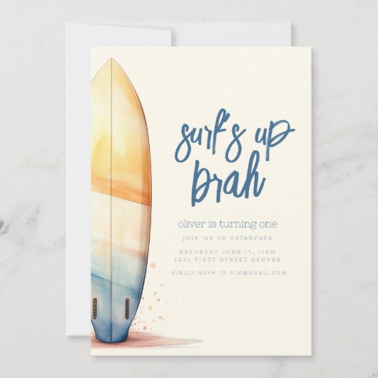 Surf Up Brah Surfing Beach Invitation (Devant)