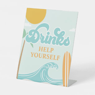 Surf Up DRINK sign Beach Birthday Food Reclamebord Met Voetstuk