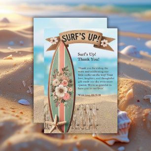 Surf Up  Floral Baby shower Bedankkaart