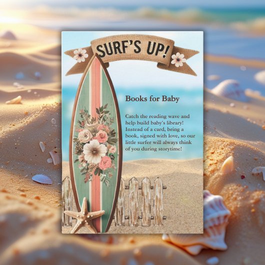 Surf Up Floral Baby shower Informatiekaartje