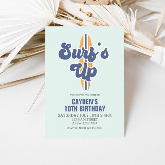 Surf Up Surboard Beach Invitation d'anniversaire