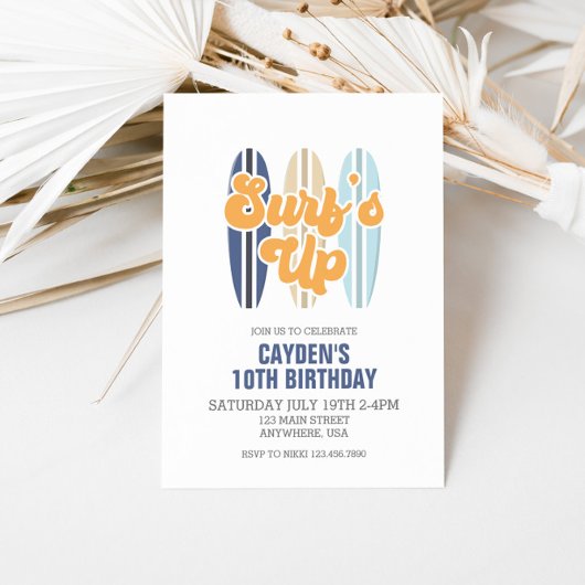 Surf Up Surboard Beach Invitation d'anniversaire