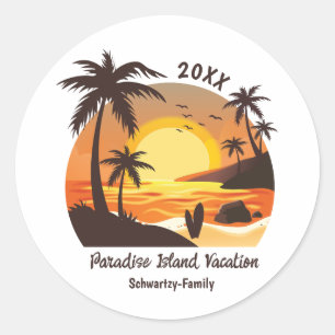  surf van  aanvalszonsondergang oranje bruin ronde sticker