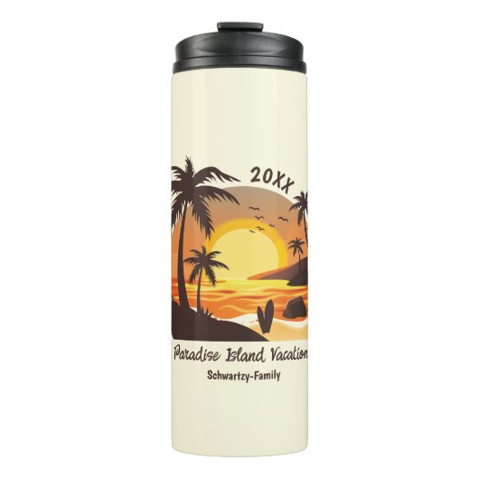  surf van  aanvalszonsondergang oranje bruin thermosbeker (Voorkant)