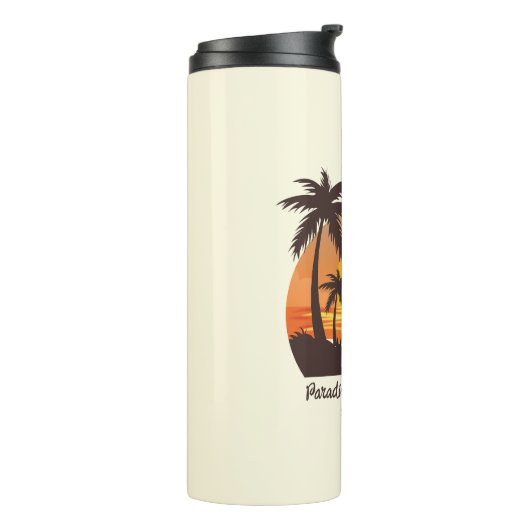  surf van  aanvalszonsondergang oranje bruin thermosbeker (Gedraaid links)