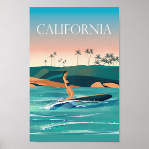 Surf van Californische reisposter Poster