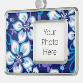 SURF van oerwoud (BLUE COMBO) Verzilverd Kader Ornament (Links)