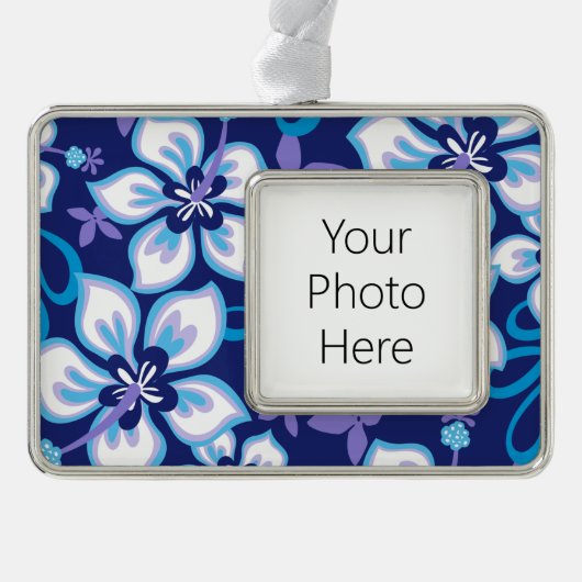 SURF van oerwoud (BLUE COMBO) Verzilverd Kader Ornament (Voorkant)