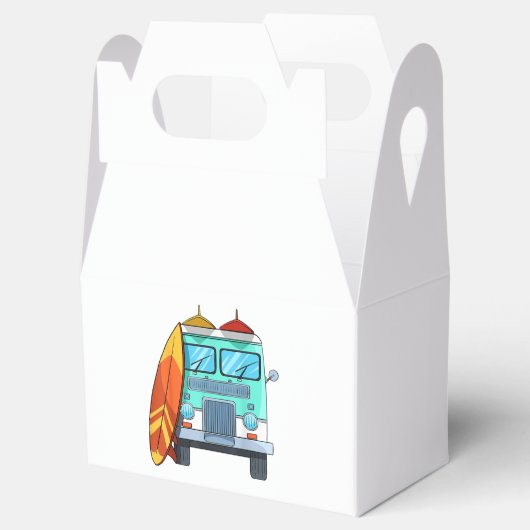 Surf Van Surfboard Palm Trees Surfende Surfer Wave Bedankdoosjes (Geopend)