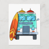 Surf Van Surfboard Palm Trees Surfende Surfer Wave Informatiekaartje (Voorkant)