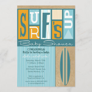 Surf vers le haut de rétro invitation de baby