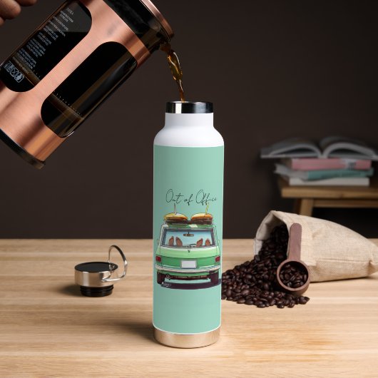 Surf Wagon Road Trip – Retro Strandauto Waterfles (Koffie (Gedraaid) )