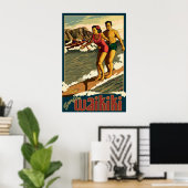 Surf Waikiki - Honolulu, Hawaii Affiche de voyage (Bureau à domicile)