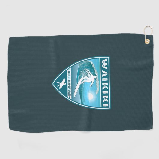 Surf Waikiki Honolulu Hawaii Golfhanddoek (Horizontaal)