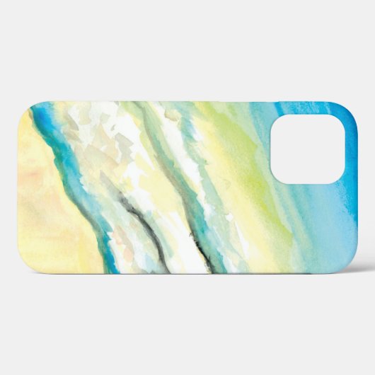 Surf Waterverf Blauwe golven en Zand Beach Case-Mate iPhone Case (Achterkant (horizontaal))