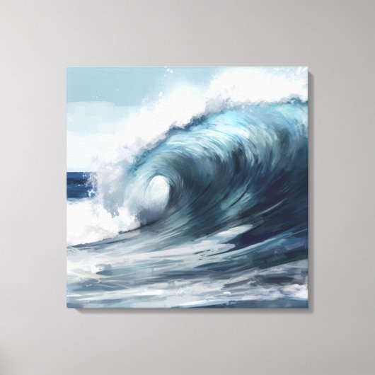 Surf Wave in Waterverf Canvas Print (Voorkant)