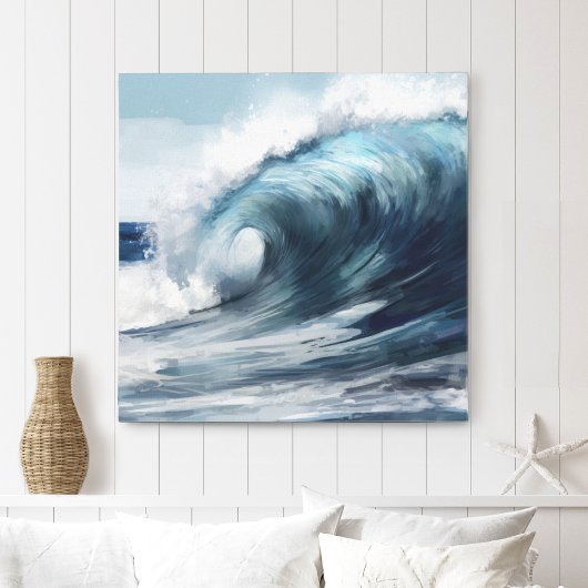 Surf Wave in Waterverf Canvas Print