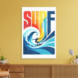 SURF Wave Surfer – Retro Surf Lifestyle Kunst Canvas Afdruk
