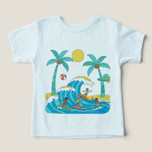 Surf & Waves – Cartoon Beach Peuter T-shirt