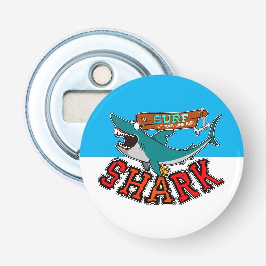 Surf with the shark button flesopener (Voorkant)