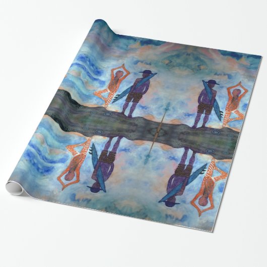 Surf Yoga Zomer Glanzend Wrapping Papier (Uitgerold)