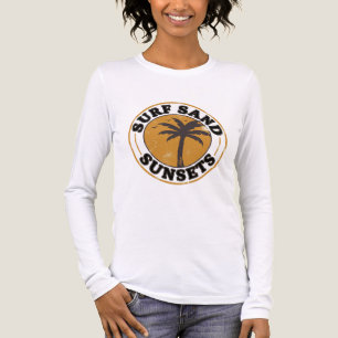 Surf Zand Zonsondergang Strand Palmen T-shirt