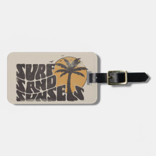Surf Zand Zonsondergangen Beach Life Palm Tree Bagagelabel