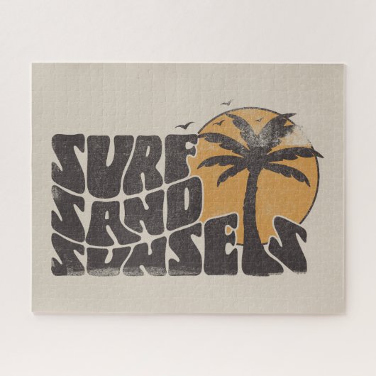 Surf Zand Zonsondergangen Beach Life Palm Tree Legpuzzel (Horizontaal)
