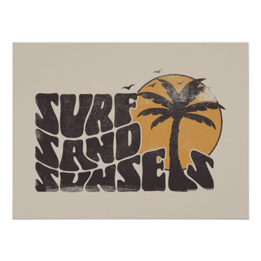 Surf Zand Zonsondergangen Beach Life Palm Tree Perfect Poster (Voorkant)