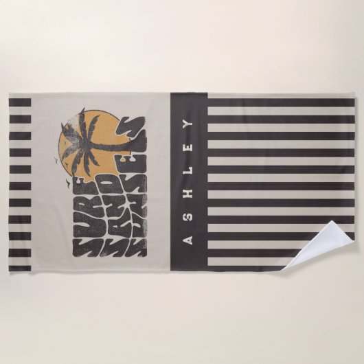 Surf Zand Zonsondergangen Beach Life Palm Tree Strandlaken (Voorkant)