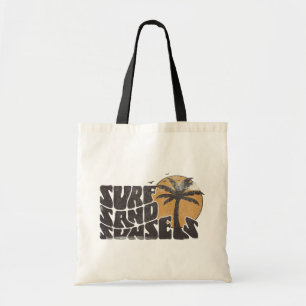 Surf Zand Zonsondergangen Beach Life Palm Tree Tote Bag