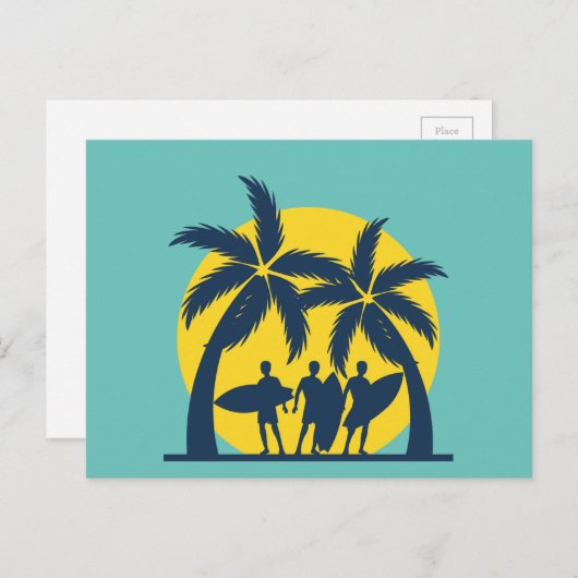 Surf zon- en palmbomen koel surf briefkaart (Voorkant / Achterkant)