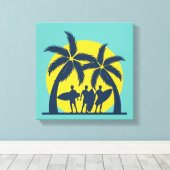 Surf zon- en palmbomen koel surf canvas afdruk (Insitu (Houten vloer))