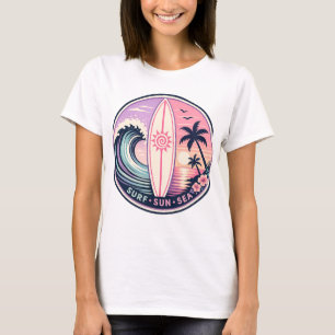 Surf • Zon • Zee Retro Tropische Golf Badge Vint T-shirt