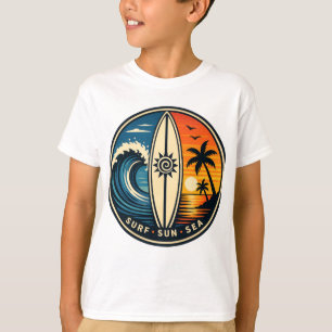 Surf • Zon • Zee Retro Tropische Golf Badge Vint T-shirt