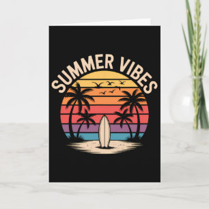 Surf Zonsondergang Zomer Vibes Retro Strand Palmbo Kaart